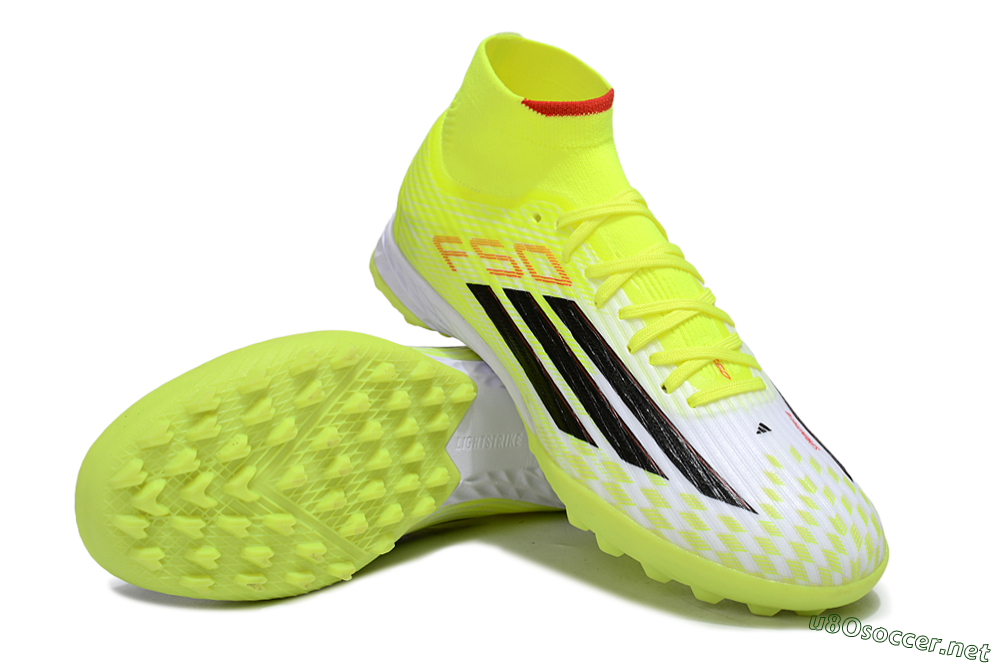 Men's Adidas F50 Elite Mid TF Football Shoes - Yellow/Black/Red 3