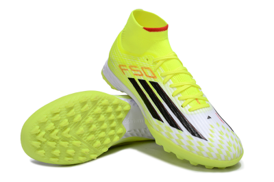 Men's Adidas F50 Elite Mid TF Football Shoes - Yellow/Black/Red