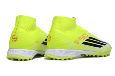 Men's Adidas F50 Elite Mid TF Football Shoes - Yellow/Black/Red