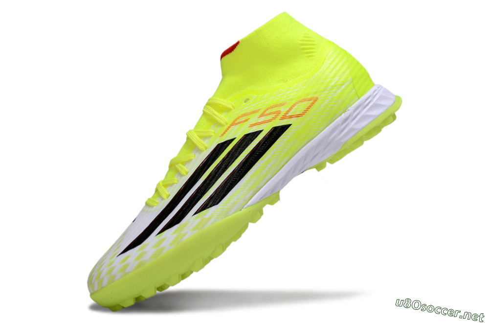 Men's Adidas F50 Elite Mid TF Football Shoes - Yellow/Black/Red 5