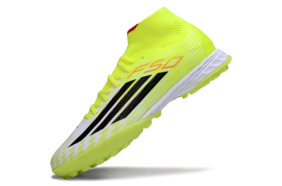 Men's Adidas F50 Elite Mid TF Football Shoes - Yellow/Black/Red