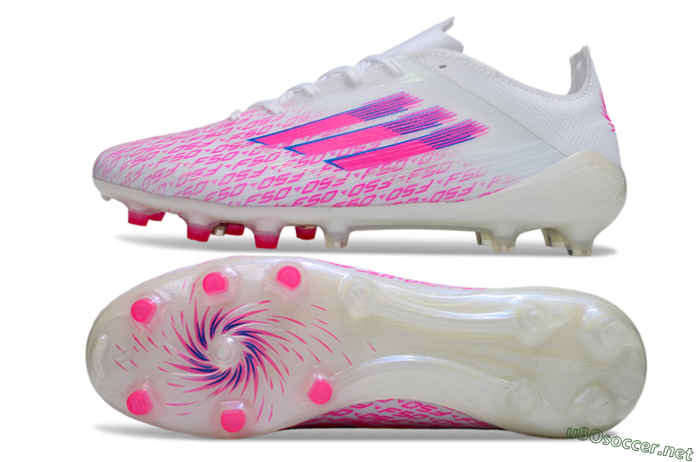 Men's Adidas F50 Pro FG Football Boots - White/Pink/Blue 1