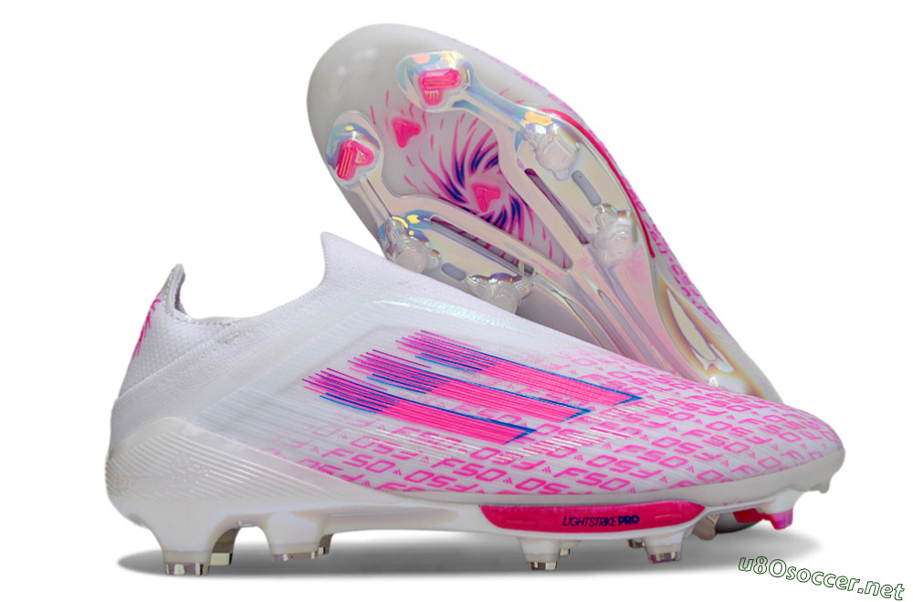 Men's Adidas F50+ Elite Lightstrike Pro FG Football Boots - White/Pink/Blue 2