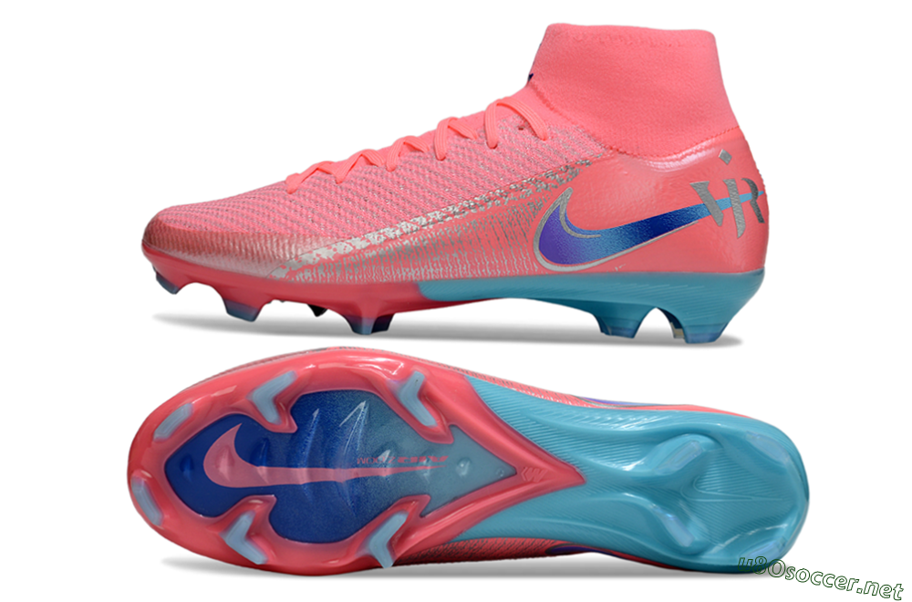 Unisex Nike Air Zoom Mercurial Superfly 10 Elite FG Football Boots - Pink/Silver/Blue 1