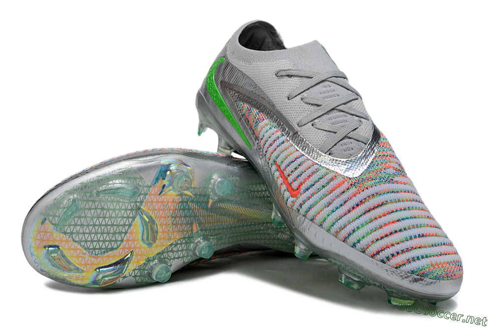 Unisex Nike Phantom 6 Elite Low FG Football Boots - Silver/Red/Yellow 3