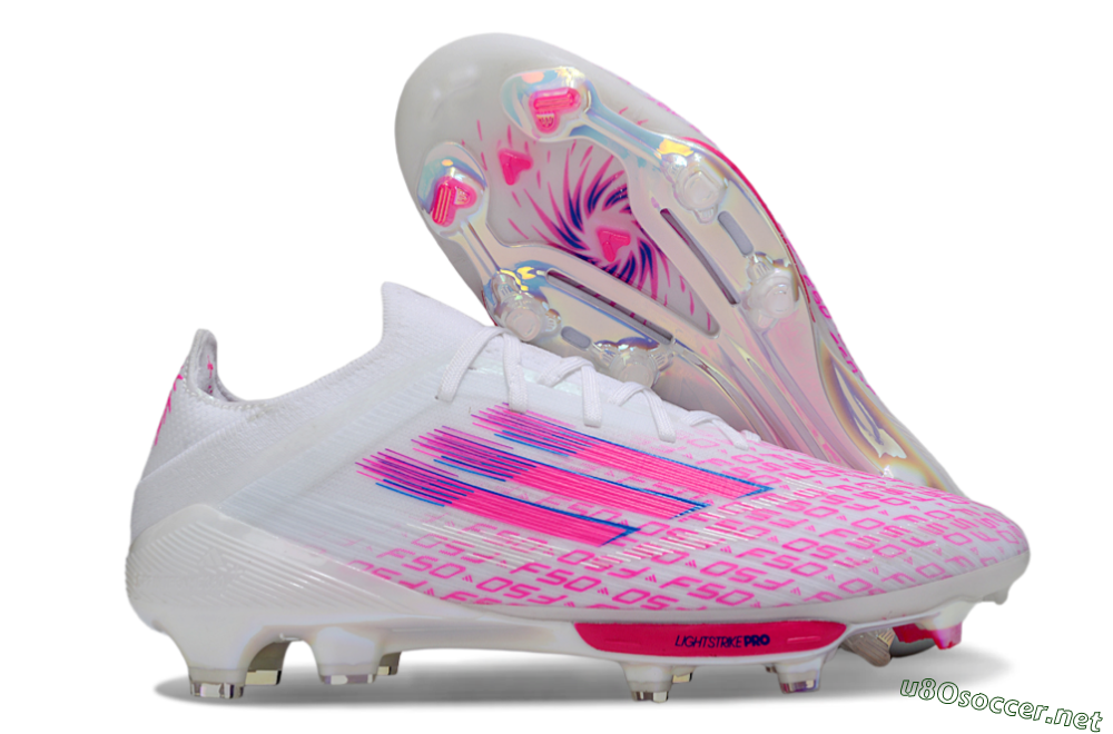 Men's Adidas F50+ Elite Lightstrike Pro FG Football Boots - White/Pink/Blue 2