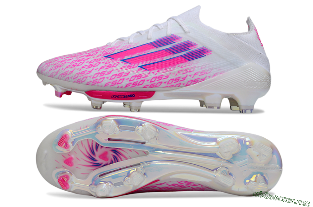 Men's Adidas F50+ Elite Lightstrike Pro FG Football Boots - White/Pink/Blue 1