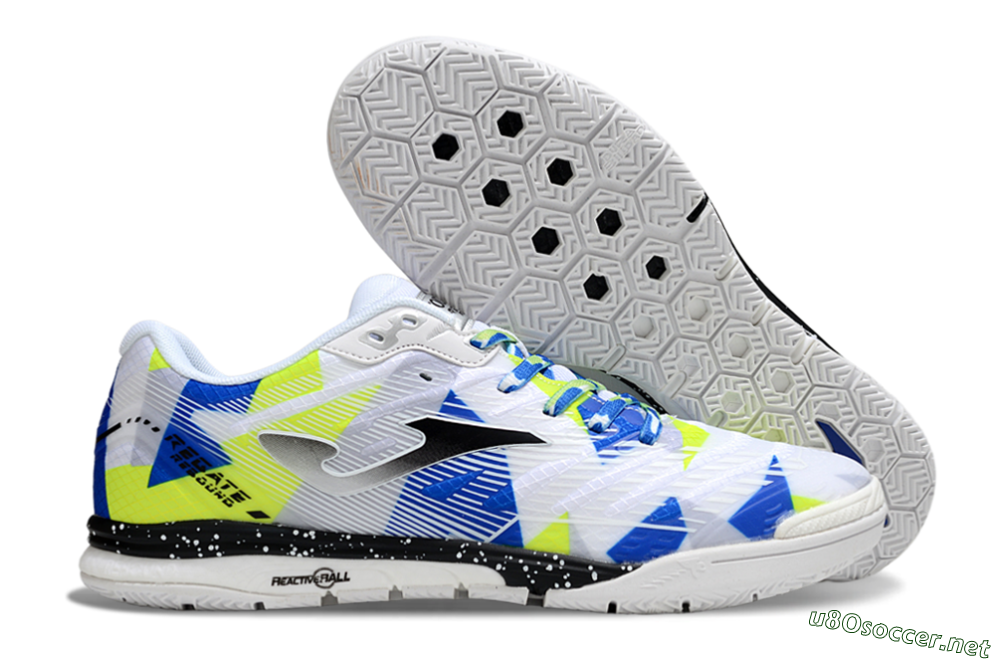 Men's Joma Top Flex IC Football Shoes - White/Blue/Yellow 2
