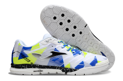 Men's Joma Top Flex IC Football Shoes - White/Blue/Yellow