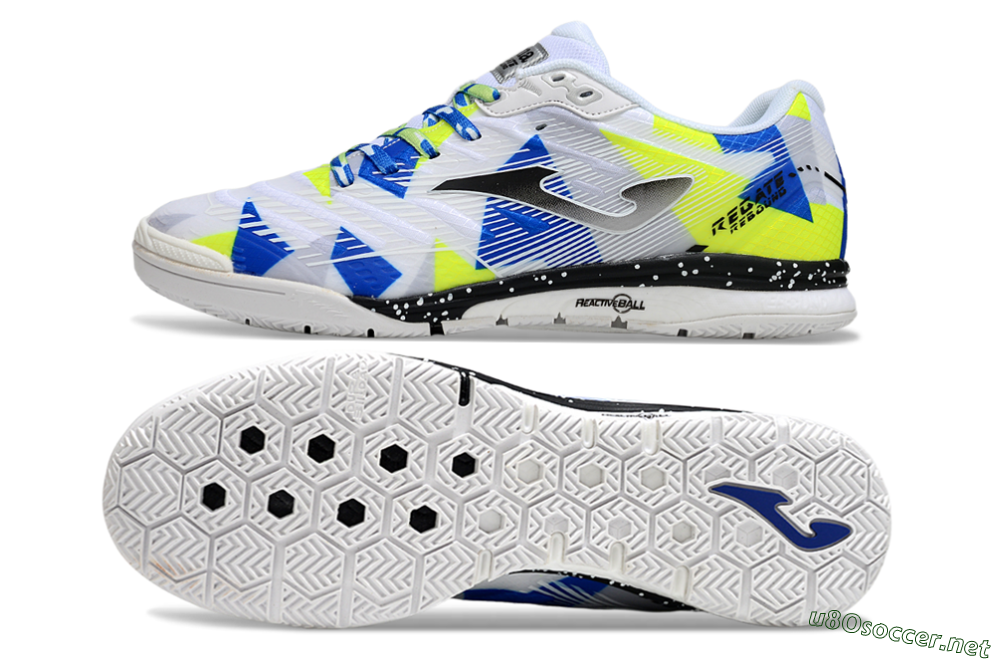 Men's Joma Top Flex IC Football Shoes - White/Blue/Yellow 1
