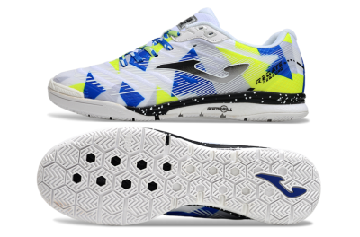 Men's Joma Top Flex IC Football Shoes - White/Blue/Yellow