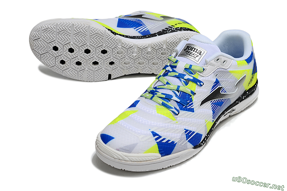 Men's Joma Top Flex IC Football Shoes - White/Blue/Yellow 3