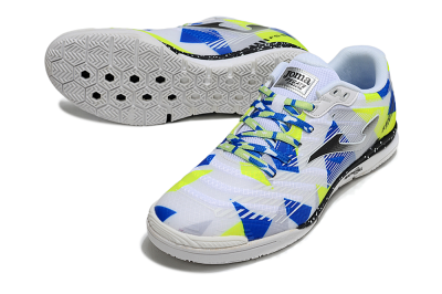 Men's Joma Top Flex IC Football Shoes - White/Blue/Yellow