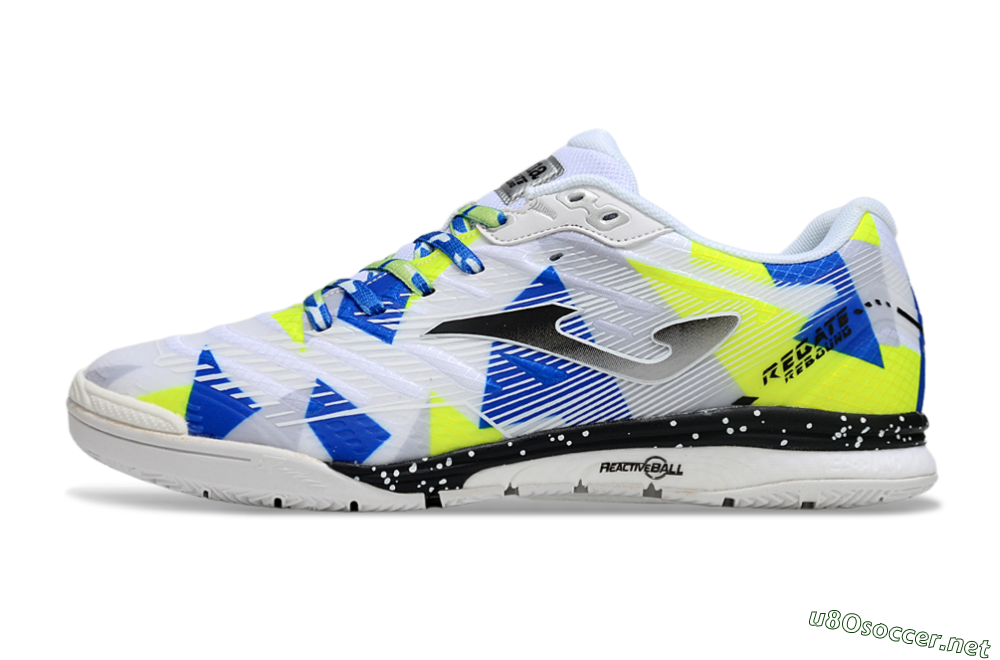 Men's Joma Top Flex IC Football Shoes - White/Blue/Yellow 0