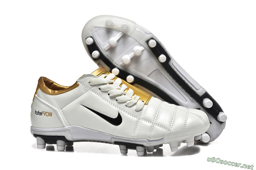 Men's Nike Air Zoom Total 90 III FG Football Boots - White/Black/Gold 2