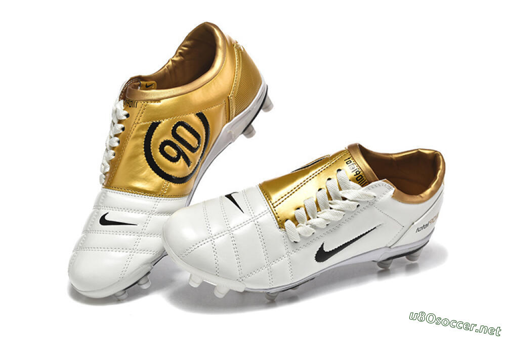 Men's Nike Air Zoom Total 90 III FG Football Boots - White/Black/Gold 6