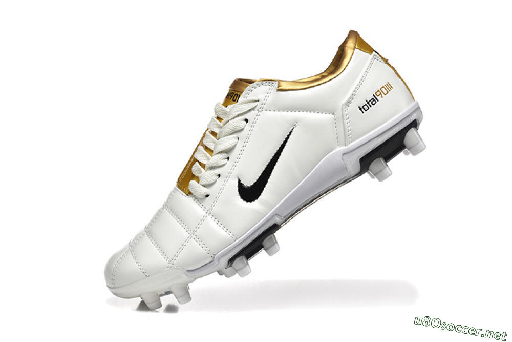 Men's Nike Air Zoom Total 90 III FG Football Boots - White/Black/Gold 8