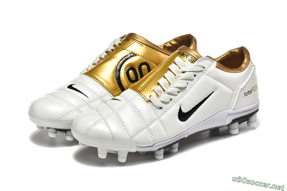 Men's Nike Air Zoom Total 90 III FG Football Boots - White/Black/Gold 5