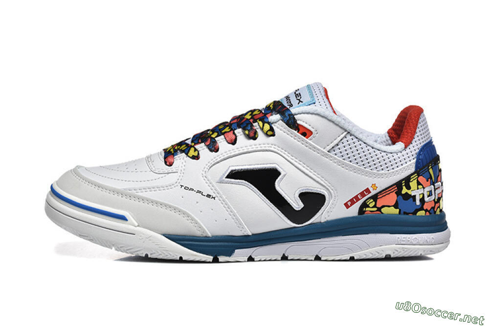 Men's Joma Top Flex IC Football Shoes - White/Blue/Red/Yellow 0
