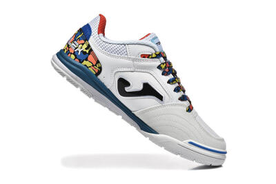 Men's Joma Top Flex IC Football Shoes - White/Blue/Red/Yellow