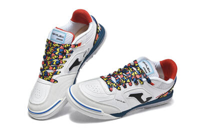 Men's Joma Top Flex IC Football Shoes - White/Blue/Red/Yellow