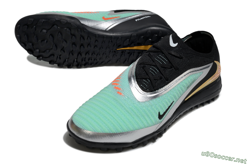 Men's Nike Phantom 6 Elite TF Football Shoes - Jade/Silver/Black 3