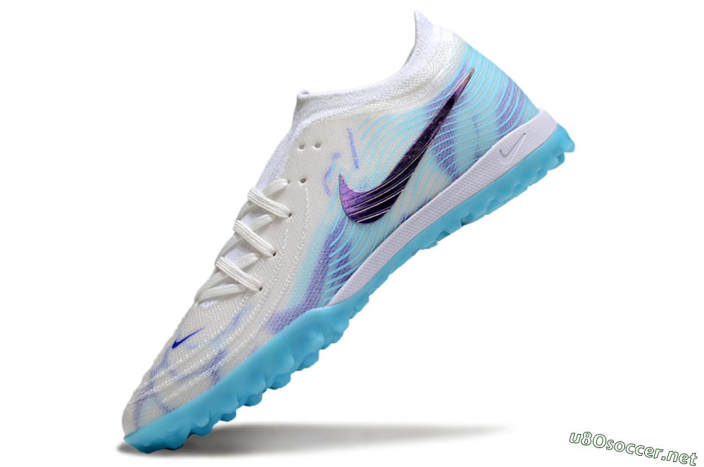 Men's Nike Phantom GX 2 Elite TF Football Shoes - White/Purple/Jade 5