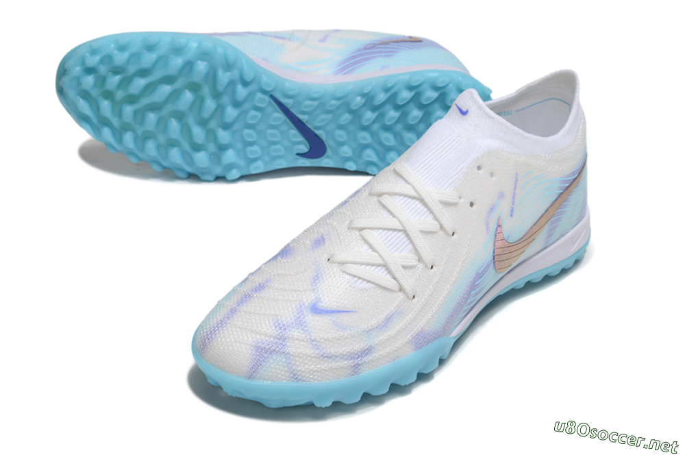 Men's Nike Phantom GX 2 Elite TF Football Shoes - White/Purple/Jade 3