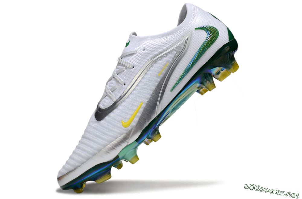 Men's Nike Phantom 6 Elite FG Football Boots - White/Silver/Yellow 5