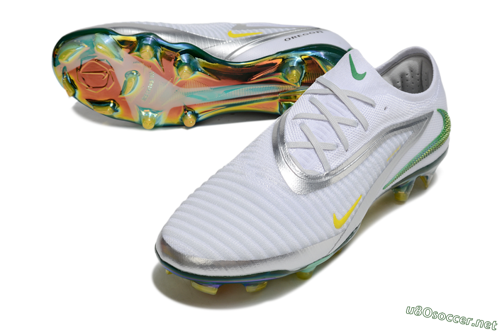 Men's Nike Phantom 6 Elite FG Football Boots - White/Silver/Yellow 3