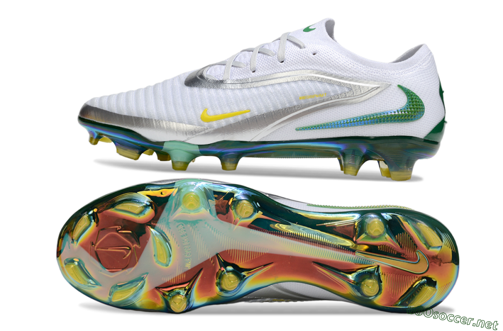 Men's Nike Phantom 6 Elite FG Football Boots - White/Silver/Yellow 1