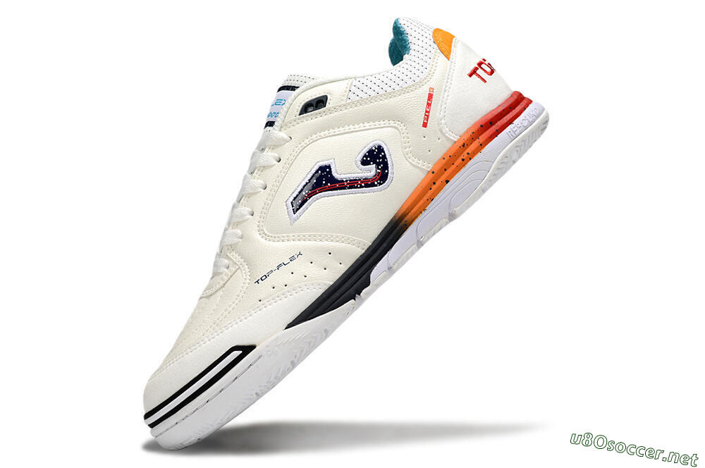Men's Joma Top Flex IC Football Shoes - White/Black/Red 5