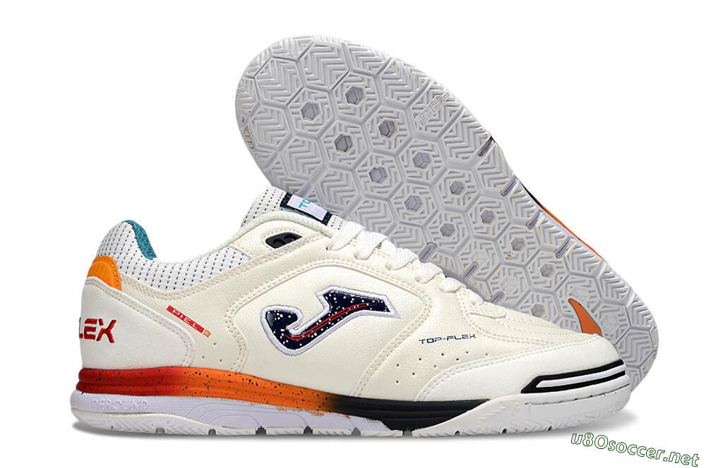Men's Joma Top Flex IC Football Shoes - White/Black/Red 2