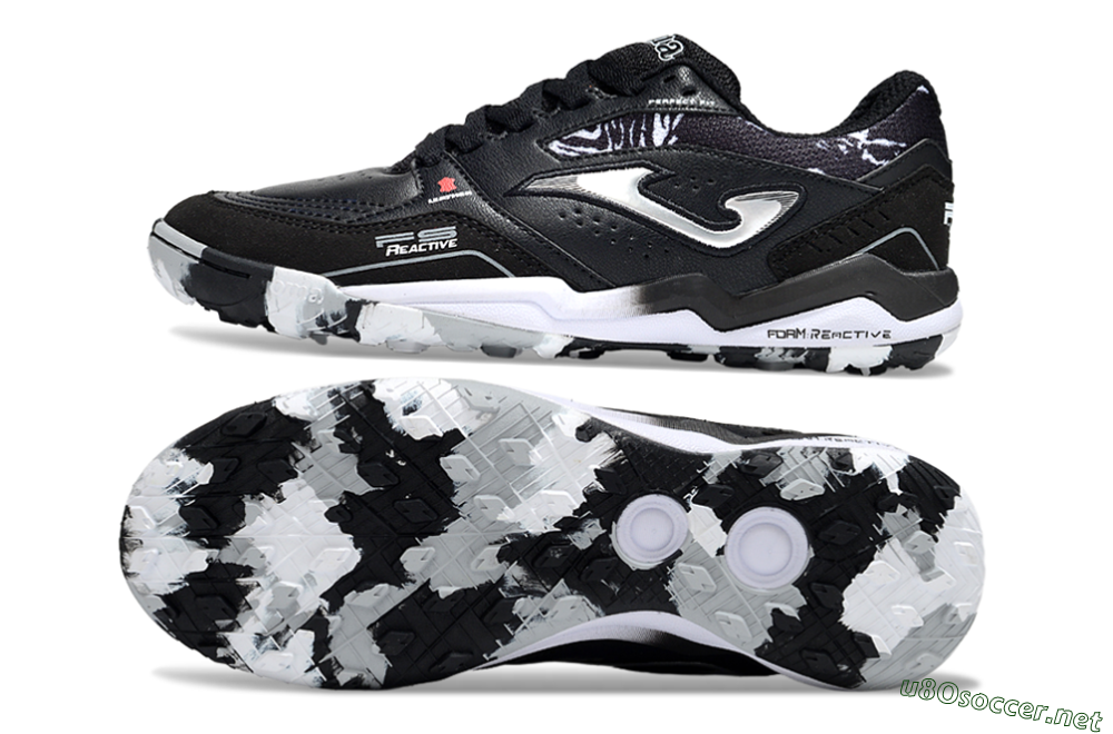 Men's Joma Top Flex TF Football Shoes - Black/Silver/White 1