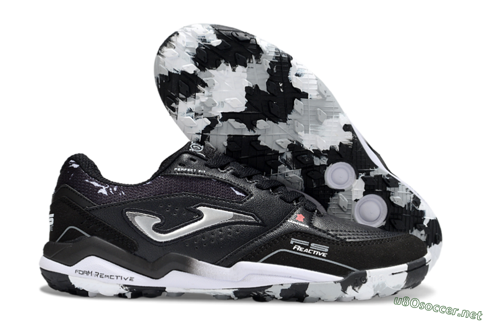 Men's Joma Top Flex TF Football Shoes - Black/Silver/White 2