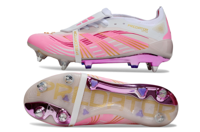 Men's Adidas Predator 25 Elite Foldover Tongue SG Football Boots - Pink/White/Gold