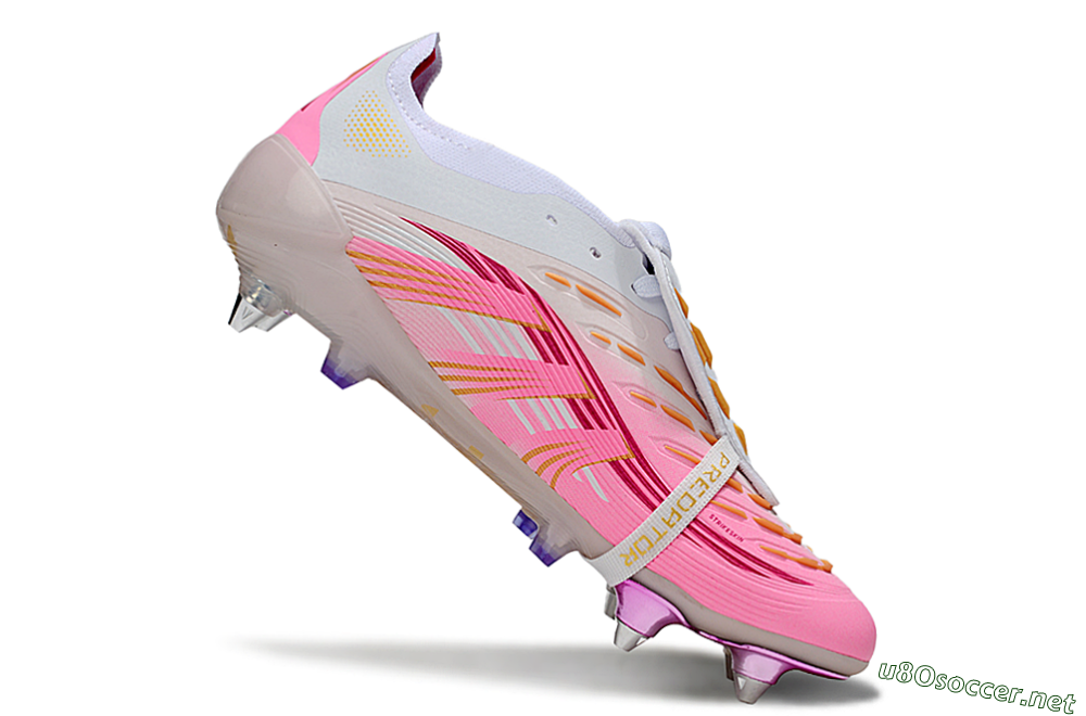 Men's Adidas Predator 25 Elite Foldover Tongue SG Football Boots - Pink/White/Gold 4