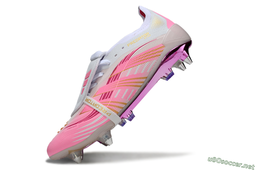 Men's Adidas Predator 25 Elite Foldover Tongue SG Football Boots - Pink/White/Gold 5