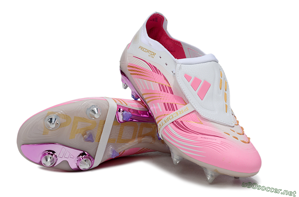 Men's Adidas Predator 25 Elite Foldover Tongue SG Football Boots - Pink/White/Gold 3