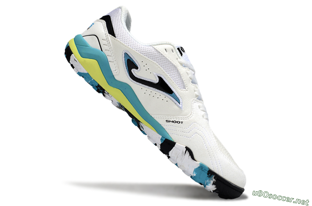 Men's Joma Top Flex TF Football Shoes - White/Jade/Yellow 4