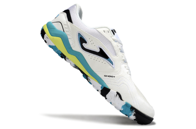 Men's Joma Top Flex TF Football Shoes - White/Jade/Yellow
