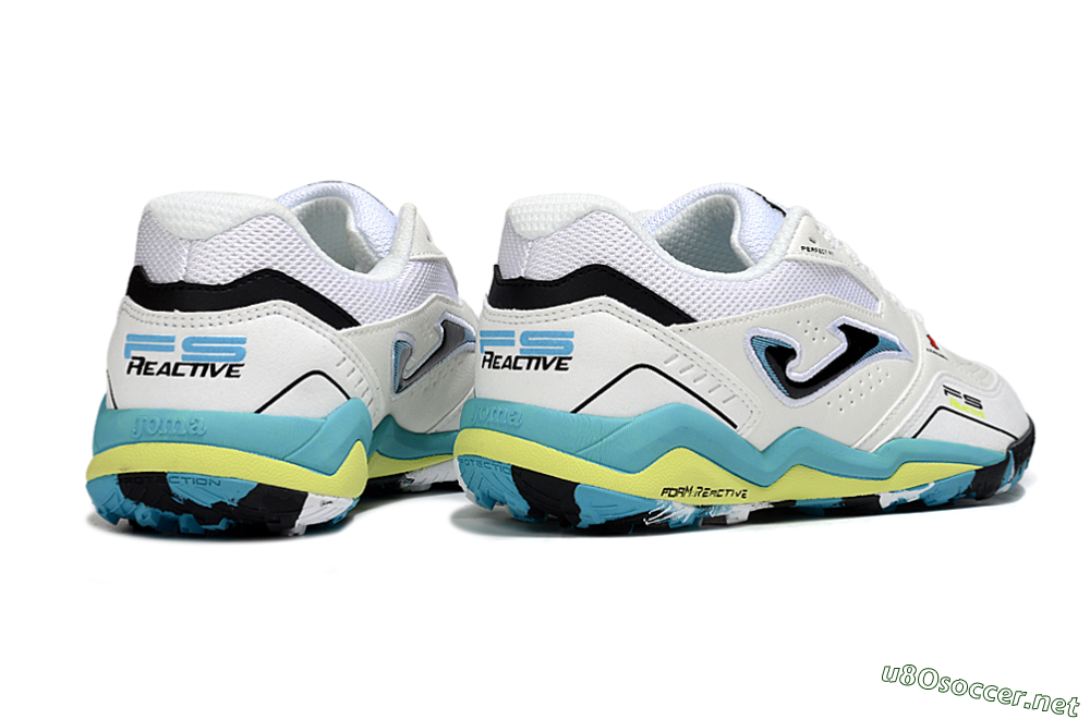 Men's Joma Top Flex TF Football Shoes - White/Jade/Yellow 6