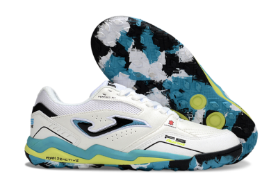 Men's Joma Top Flex TF Football Shoes - White/Jade/Yellow