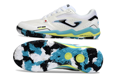 Men's Joma Top Flex TF Football Shoes - White/Jade/Yellow