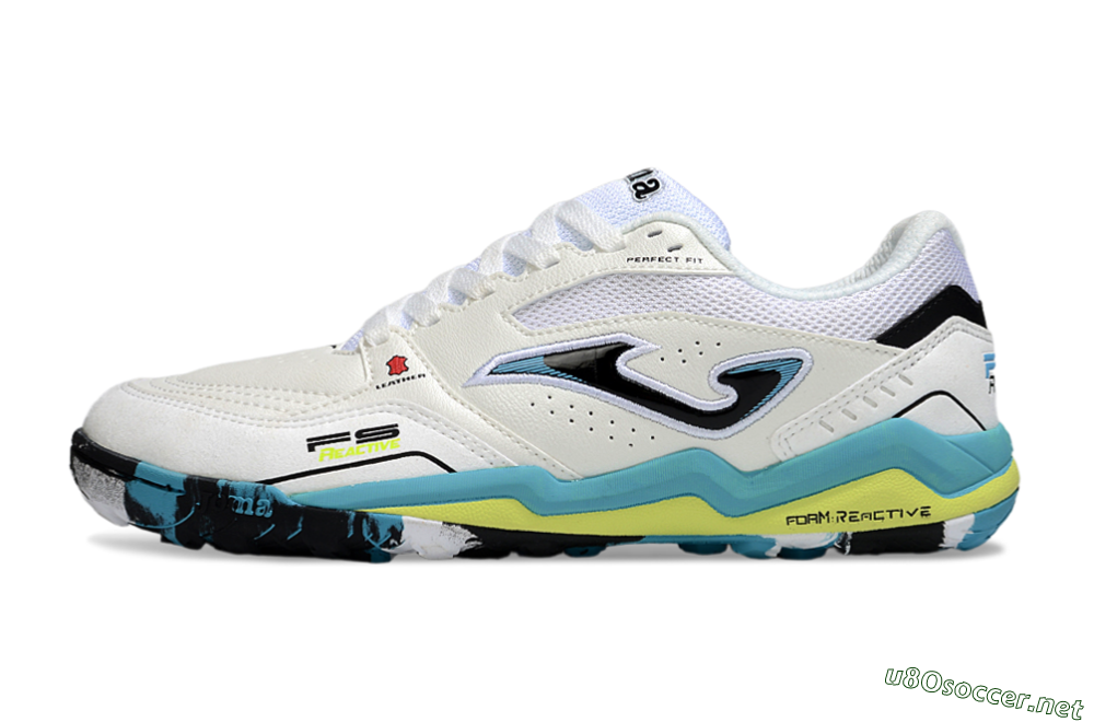 Men's Joma Top Flex TF Football Shoes - White/Jade/Yellow 0