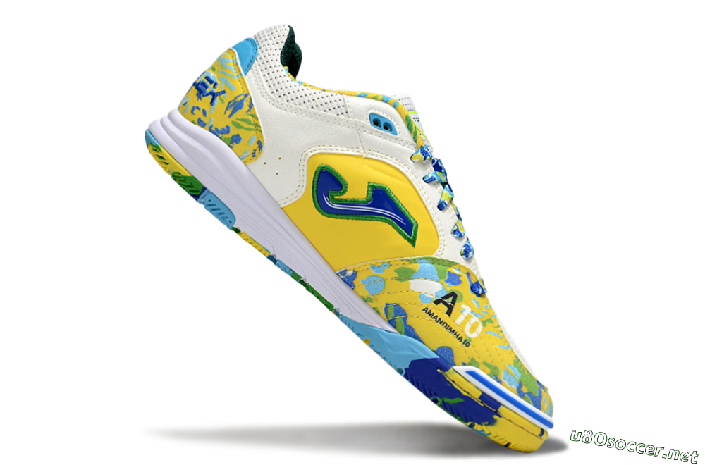 Men's Joma Top Flex IC Football Shoes - White/Yellow/Blue 4