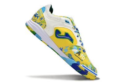 Men's Joma Top Flex IC Football Shoes - White/Yellow/Blue