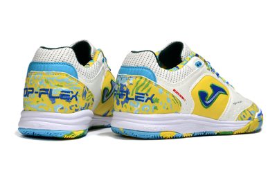 Men's Joma Top Flex IC Football Shoes - White/Yellow/Blue