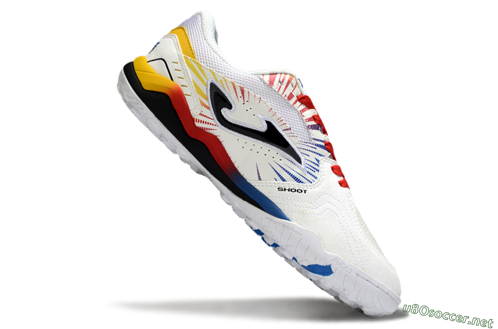 Men's Joma Top Flex TF Football Shoes - White/Blue/Red/Yellow 4