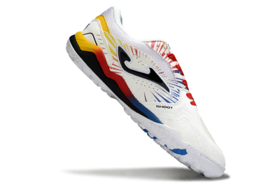 Men's Joma Top Flex TF Football Shoes - White/Blue/Red/Yellow